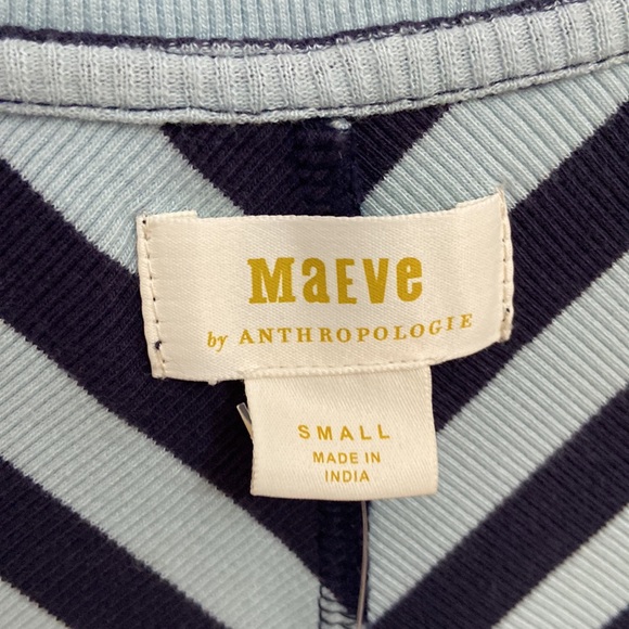 NWT Anthropologie Maeve Front-Zip Scoop-Neck Top Blue Striped Women’s Size Small - Picture 7 of 13